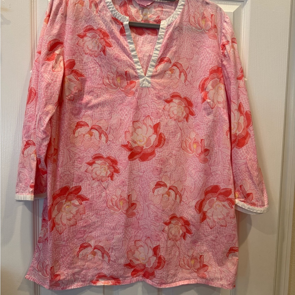Lilly Pulitzer Pink Floral V-Neck Tunic